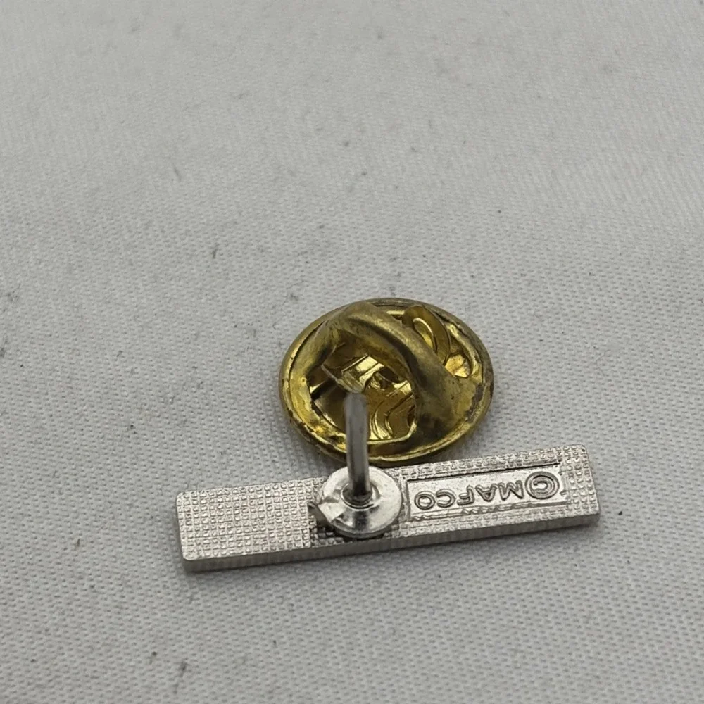 #1 Fireman's Wife Firefighting Lapel Hat Pin OMAF CO Silver Tone Black Enamel